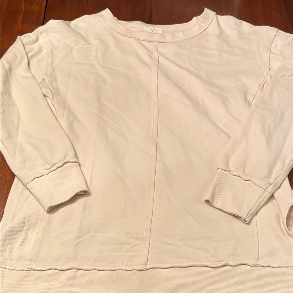 t.la Anthropologie Cream Pullover Crewneck Long Sleeve Sweatshirt size Small